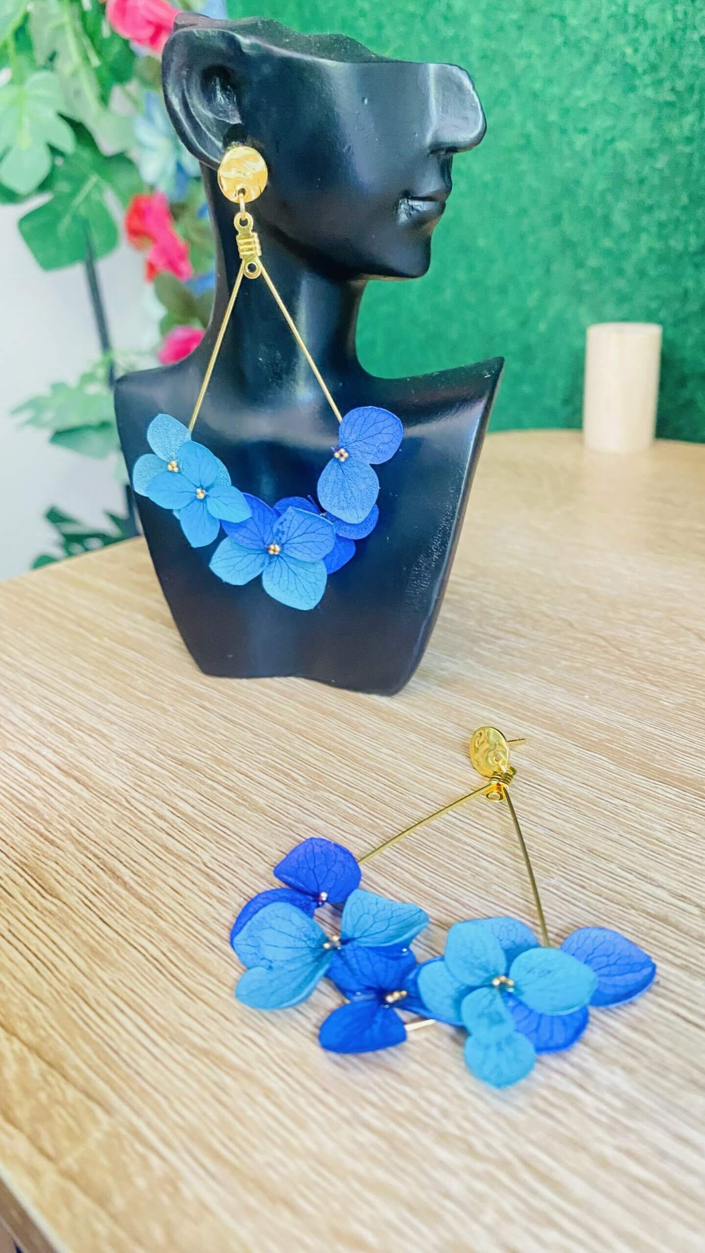 bijoux fleur séchée blue
